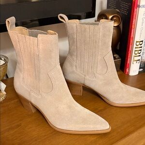 Dolce Vita Beige Suede Ankle Booties